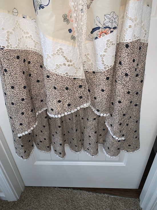 Anthropologie Leifnotes Women’s Boho Field Biology Floral Lace-Trim Maxi Dress - Picture 4 of 11